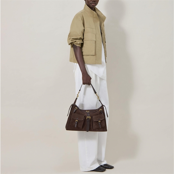 Mulberry Roxanne Shoulder Bag Chocolate Suede